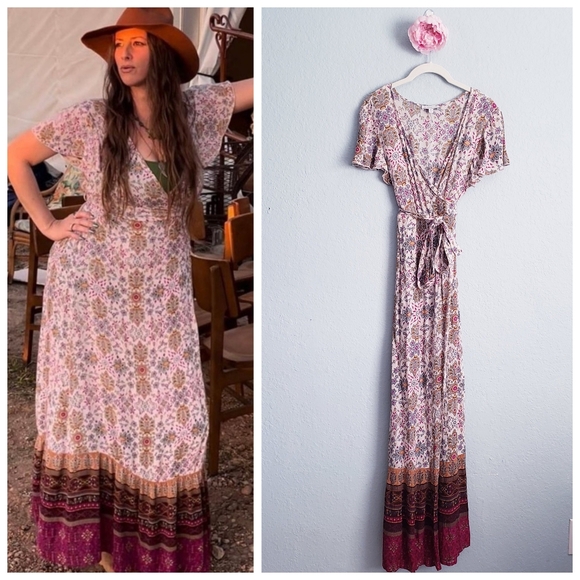 Anthropologie Dresses & Skirts - Patrons Of Peace Bohemian Floral Border Print Wrap Maxi Dress